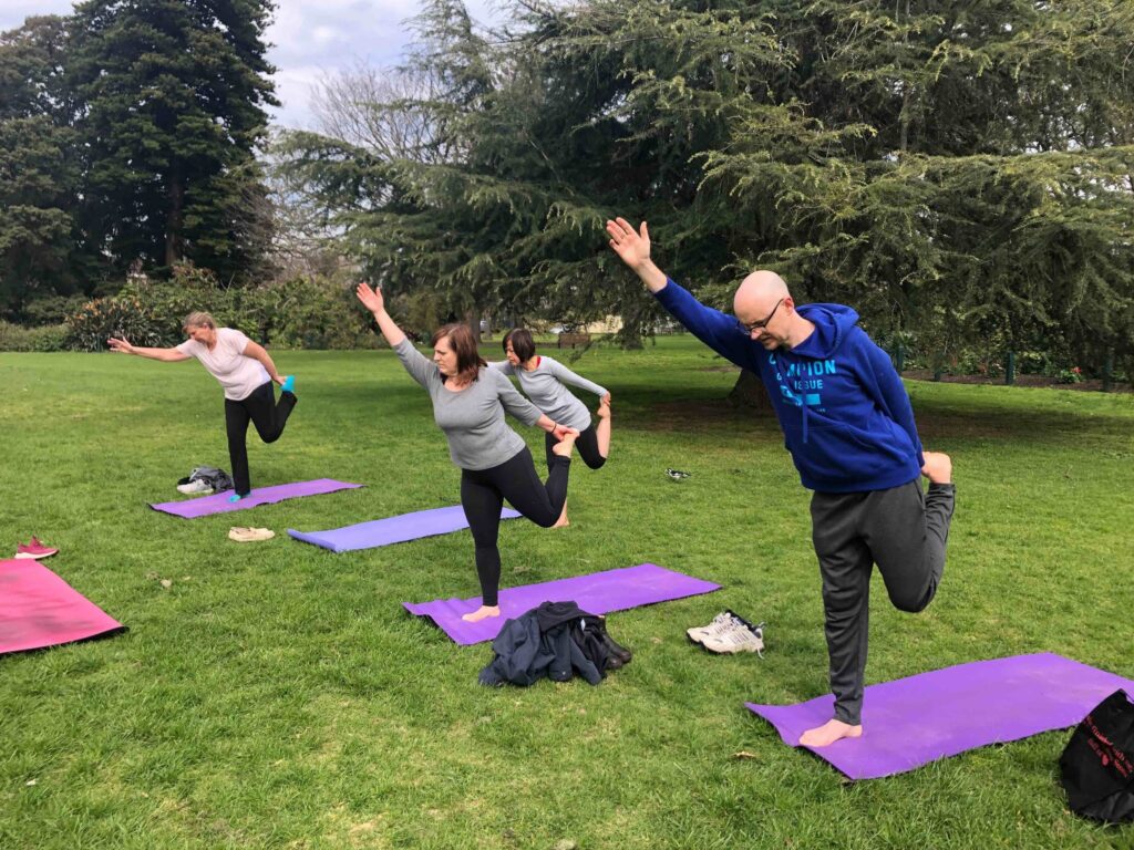 Outdoor yoga class